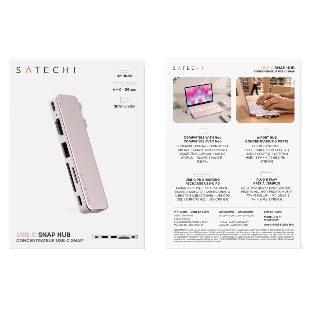 Wholesale cell phone accessory Satechi - USB C Snap Hub - Blush