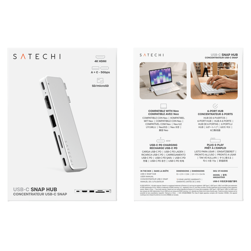 Wholesale cell phone accessory Satechi - USB C Snap Hub - Silver