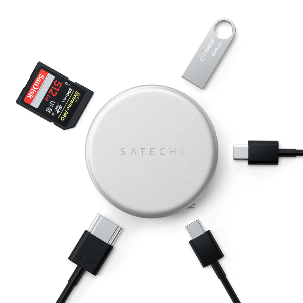Wholesale cell phone accessory Satechi - OntheGo 5-in-1 Multiport Adapter - Silver