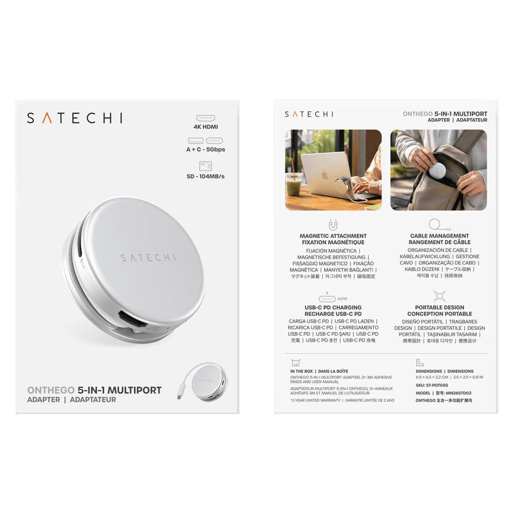 Wholesale cell phone accessory Satechi - OntheGo 5-in-1 Multiport Adapter - Silver