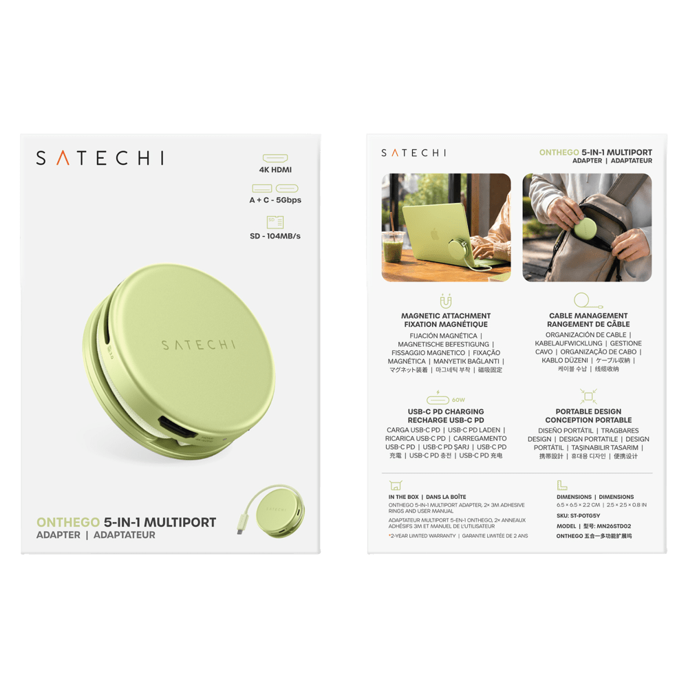 Wholesale cell phone accessory Satechi - OntheGo 5-in-1 Multiport Adapter - Citrus