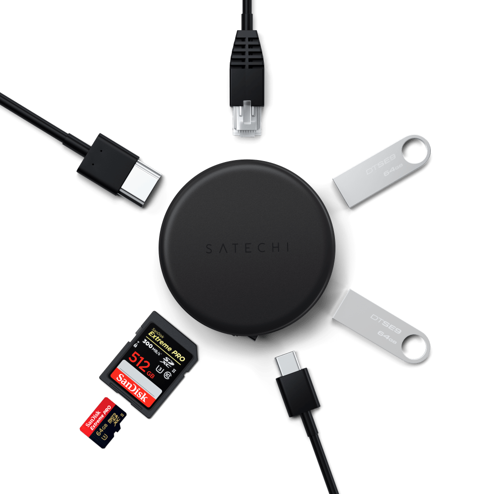 Wholesale cell phone accessory Satechi - OntheGo 7-in-1 Multiport Adapter - Space Black