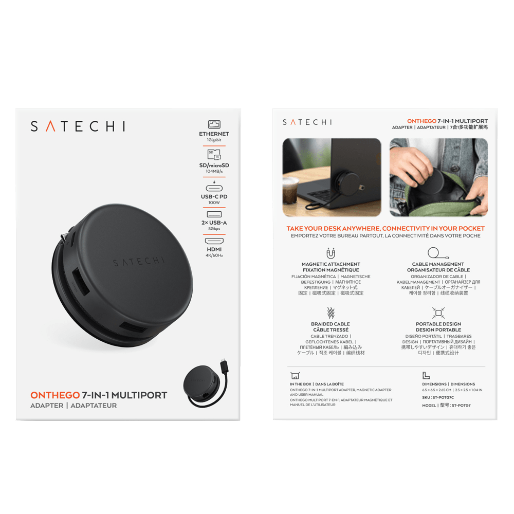 Wholesale cell phone accessory Satechi - OntheGo 7-in-1 Multiport Adapter - Space Black