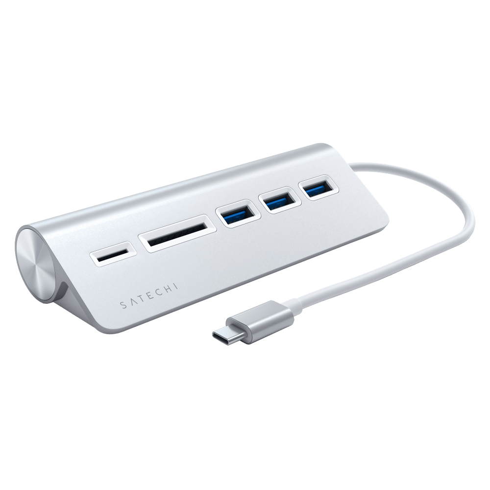 Wholesale cell phone accessory Satechi - USB C Aluminum USB 3.0 Hub and Card Reader - Silver