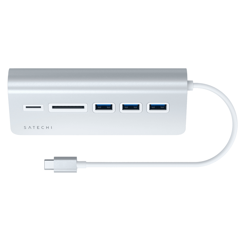 Wholesale cell phone accessory Satechi - USB C Aluminum USB 3.0 Hub and Card Reader - Silver