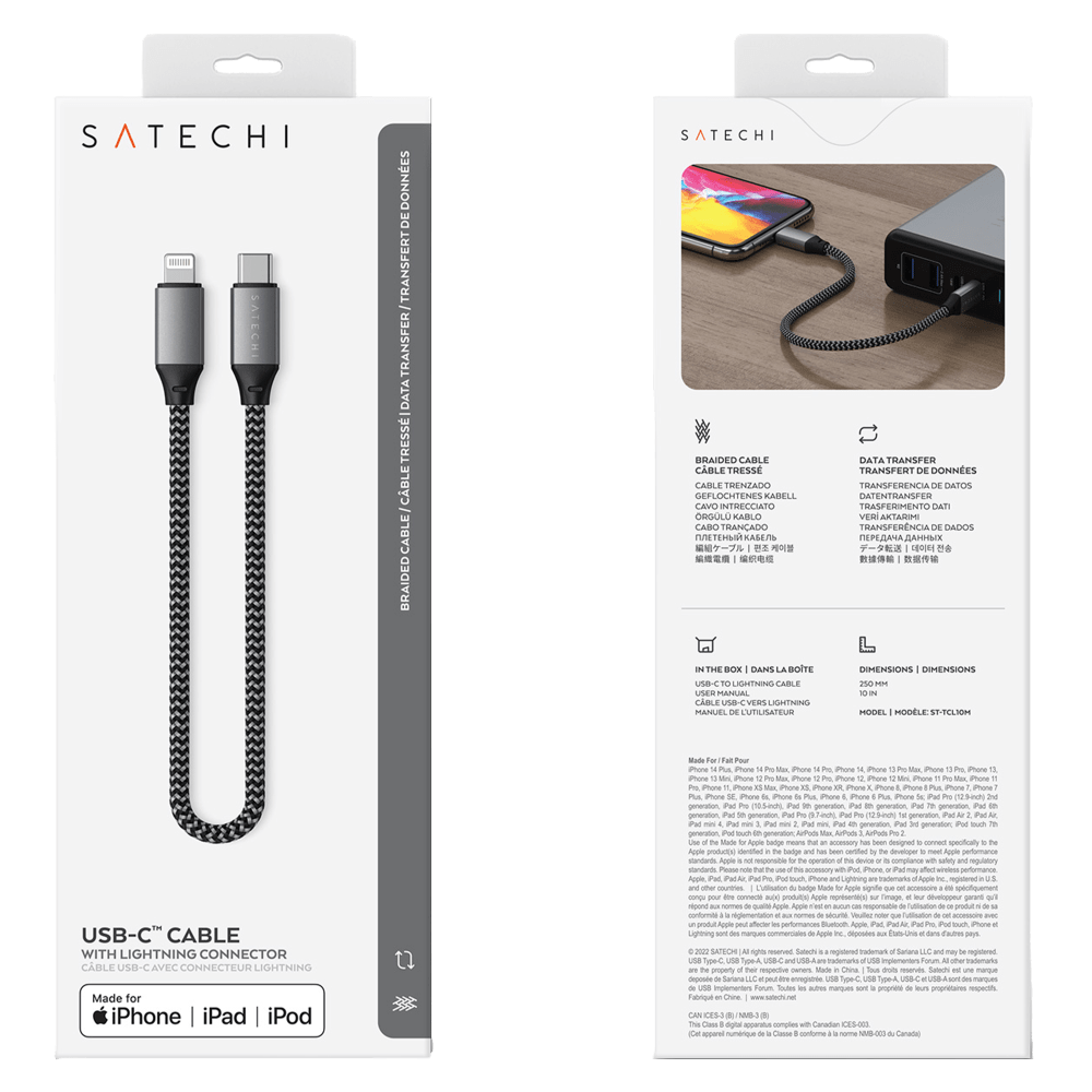 Wholesale cell phone accessory Satechi - USB C to Apple Lightning Cable 10in - Space Gray