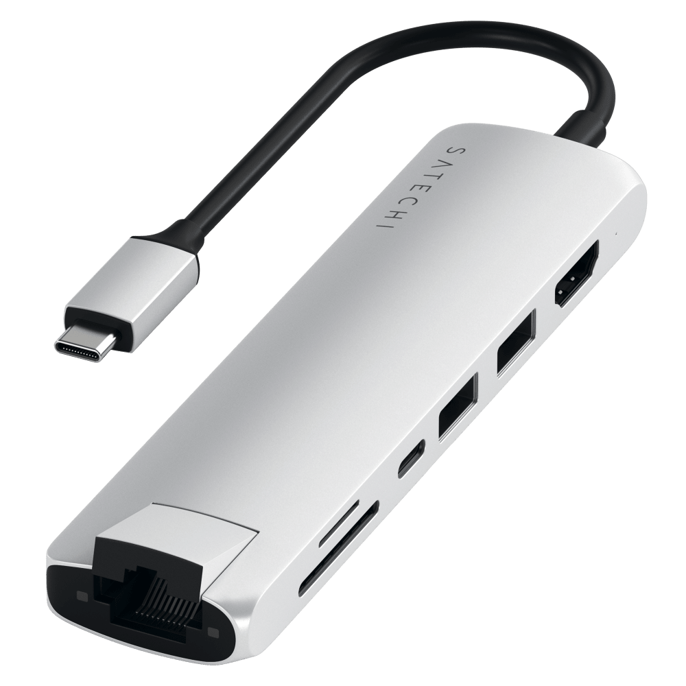 Wholesale cell phone accessory Satechi - USB C Slim Multi Port with Ethernet Adapter - Silver