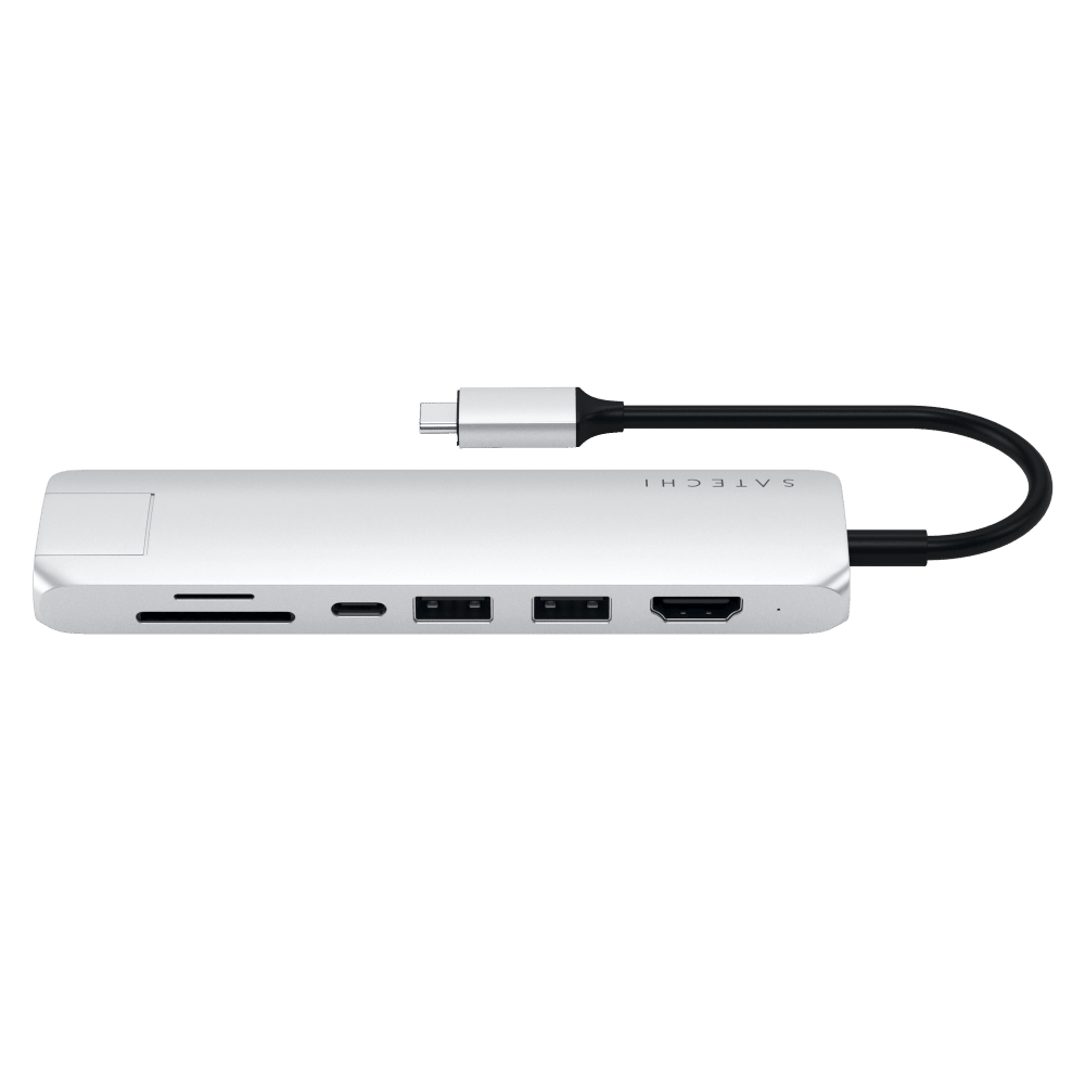 Wholesale cell phone accessory Satechi - USB C Slim Multi Port with Ethernet Adapter - Silver