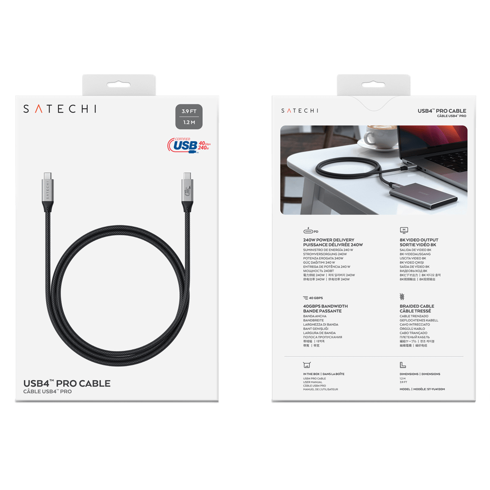 Wholesale cell phone accessory Satechi - USB 4 Pro Type C Cable 4ft - Space Gray