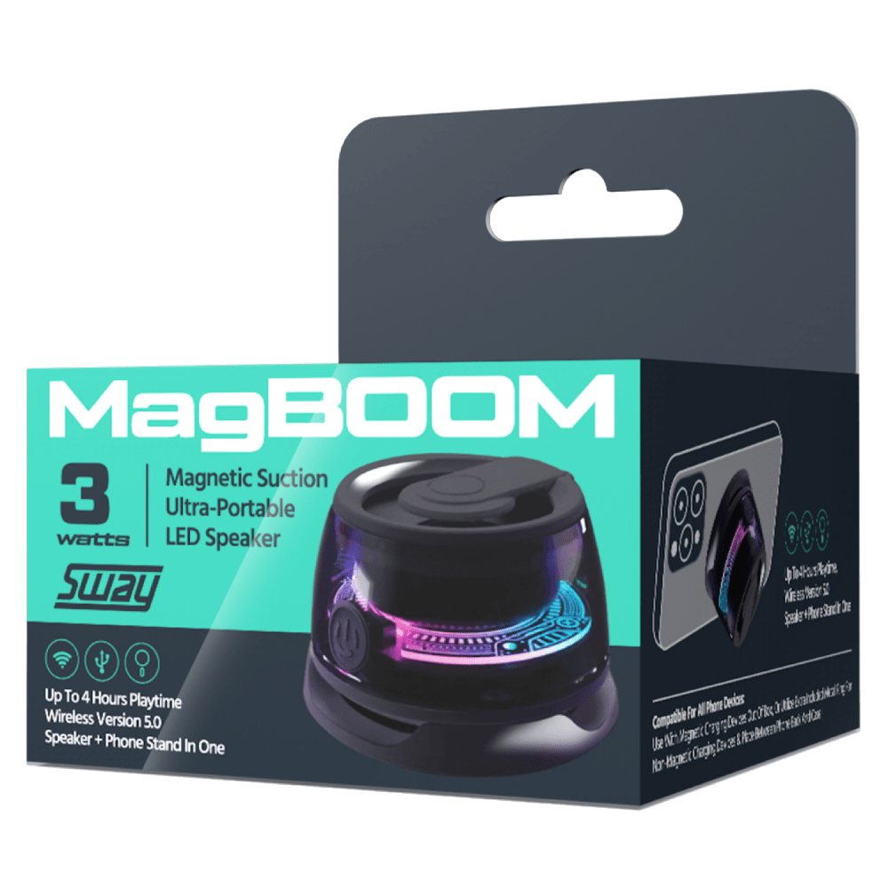 Wholesale cell phone accessory Sway - MagBoom LED Magnetic Bluetooth Speaker - Black