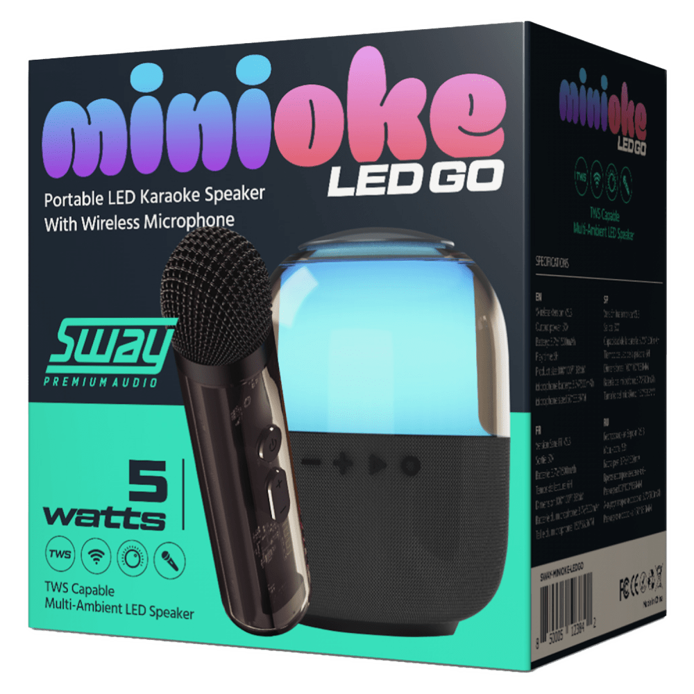 Wholesale cell phone accessory Sway - Minioke LED Go Bluetooth Karaoke Speaker - Black