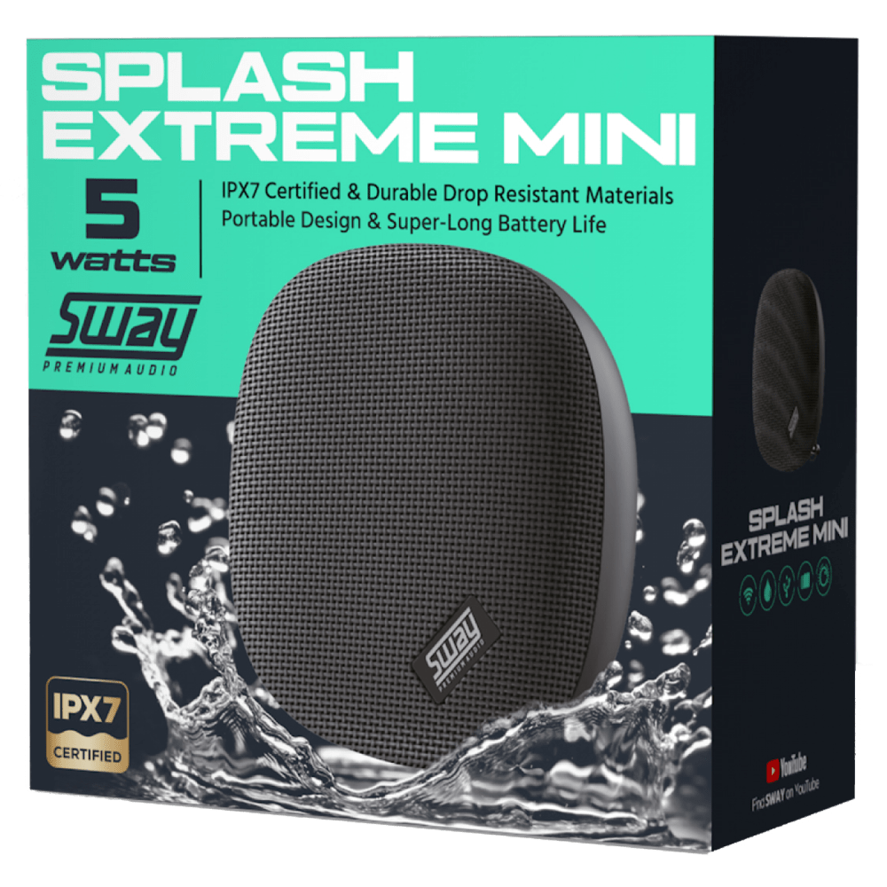 Wholesale cell phone accessory Sway - Splash Extreme Mini Waterproof Bluetooth Speaker - Black