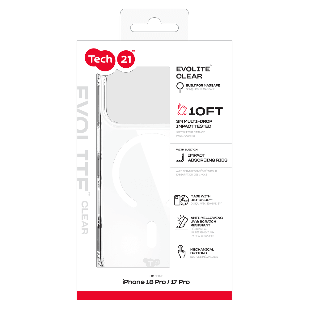 Wholesale cell phone accessory Tech21 - EvoLite MagSafe Case for Apple iPhone 18 Pro - Clear