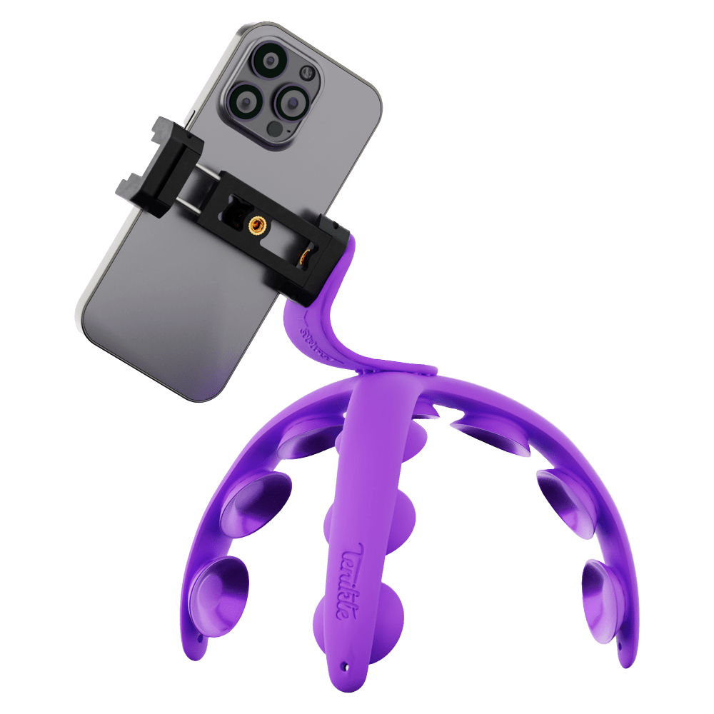 Wholesale cell phone accessory Tenikle - PRO Bendable Suction Cup Tripod Mount - Orchid Purple