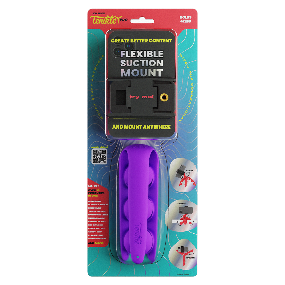 Wholesale cell phone accessory Tenikle - PRO Bendable Suction Cup Tripod Mount - Orchid Purple