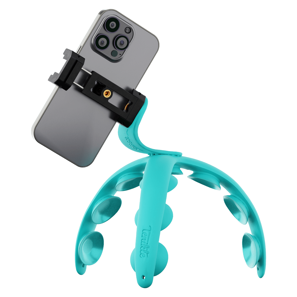 Wholesale cell phone accessory Tenikle - PRO Bendable Suction Cup Tripod Mount - Teal