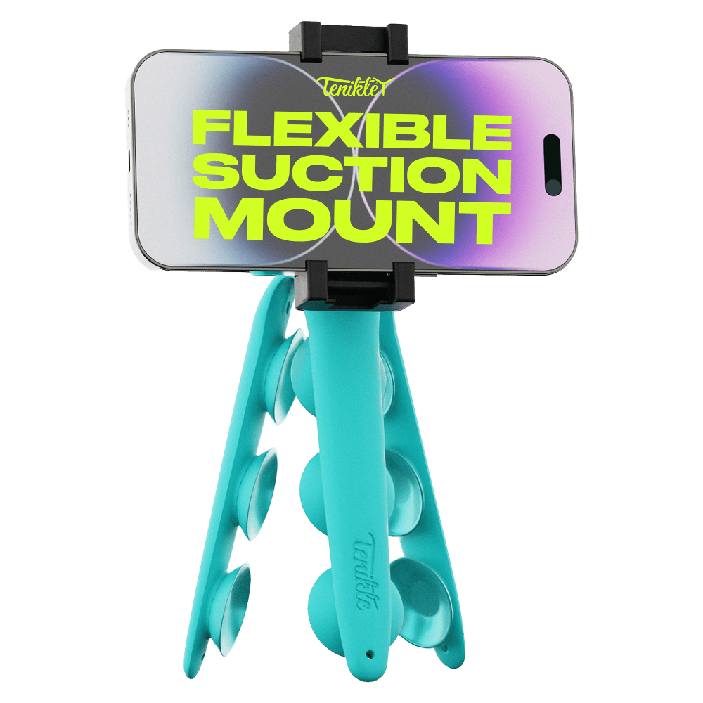 Wholesale cell phone accessory Tenikle - PRO Bendable Suction Cup Tripod Mount - Teal