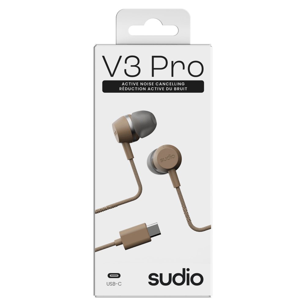 Wholesale cell phone accessory Sudio - V3 Pro Noise Cancelling Wired Earbuds - Caramel