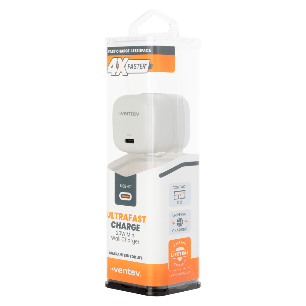 Wholesale cell phone accessory Ventev - 20W PD USB C Mini Wall Charger - White