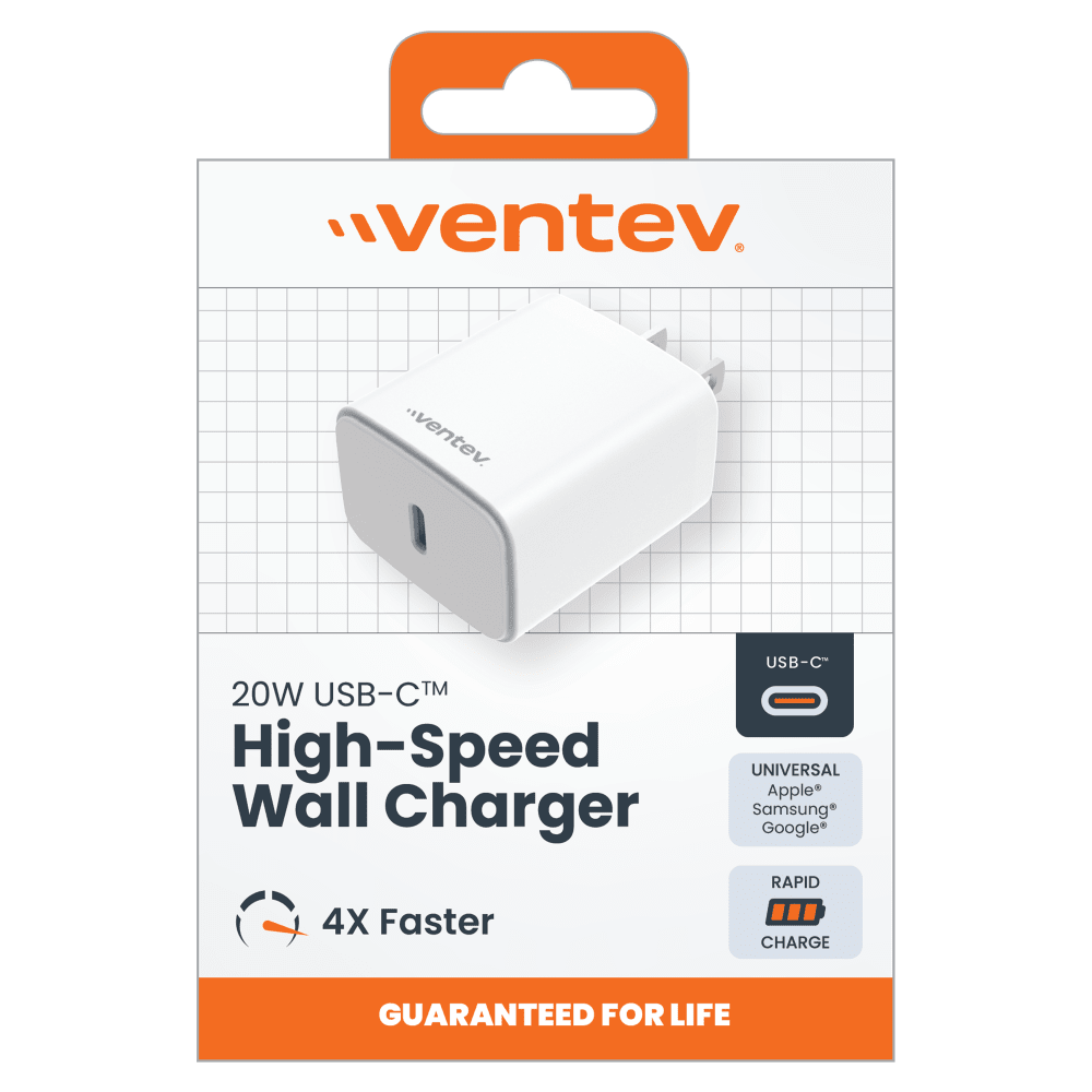 Wholesale cell phone accessory Ventev - ULTRAFAST 20W PD High Speed USB C Wall Charger - White