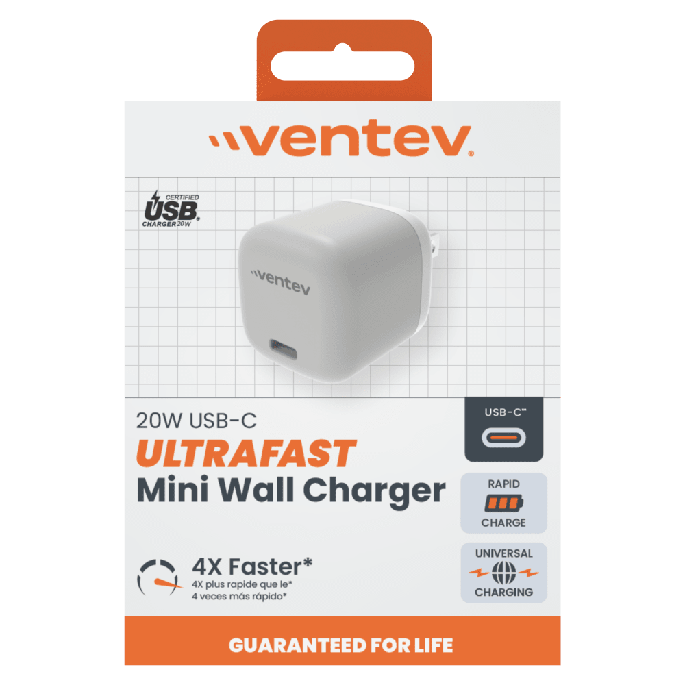 Wholesale cell phone accessory Ventev - 20W USB-C PD Wall Charger - White