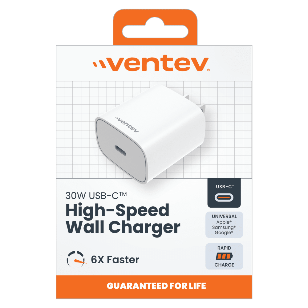 Wholesale cell phone accessory Ventev - ULTRAFAST 30W PPS High Speed USB C Wall Charger - White