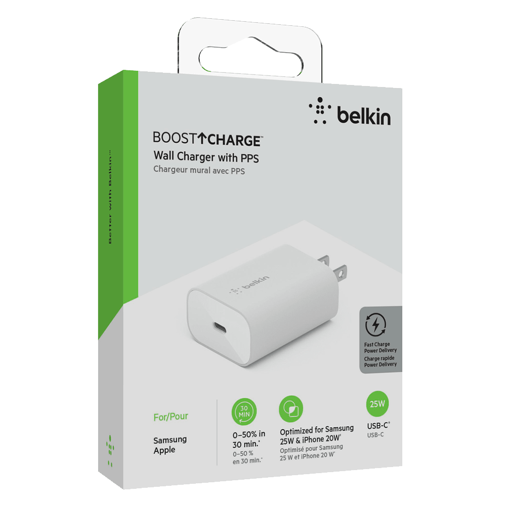 Wholesale cell phone accessory Belkin - Boost Charge 25W USB C PD PPS Wall Charger - White