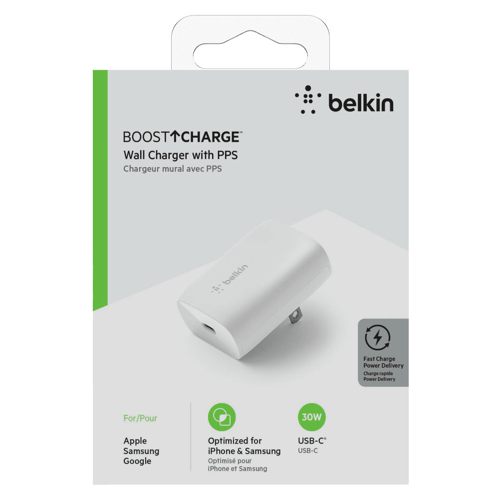 Wholesale cell phone accessory Belkin - USB C PD Wall Charger 30W - White