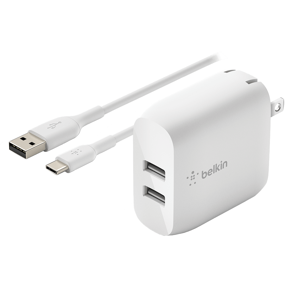 Chargeur mural double USB-A 24 W + câble USB-A vers USB-C