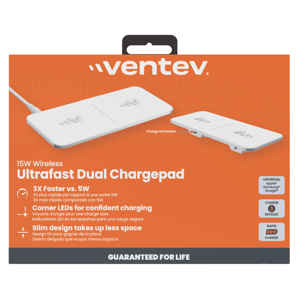 Wholesale cell phone accessory Ventev - Dual Wireless Chargepad 15W - White