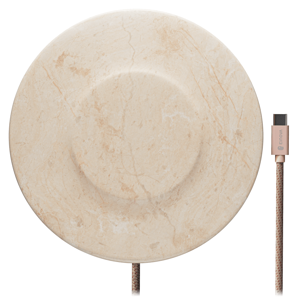 Wholesale cell phone accessory Einova - Classic Wireless Charging Stone - Cream Marble