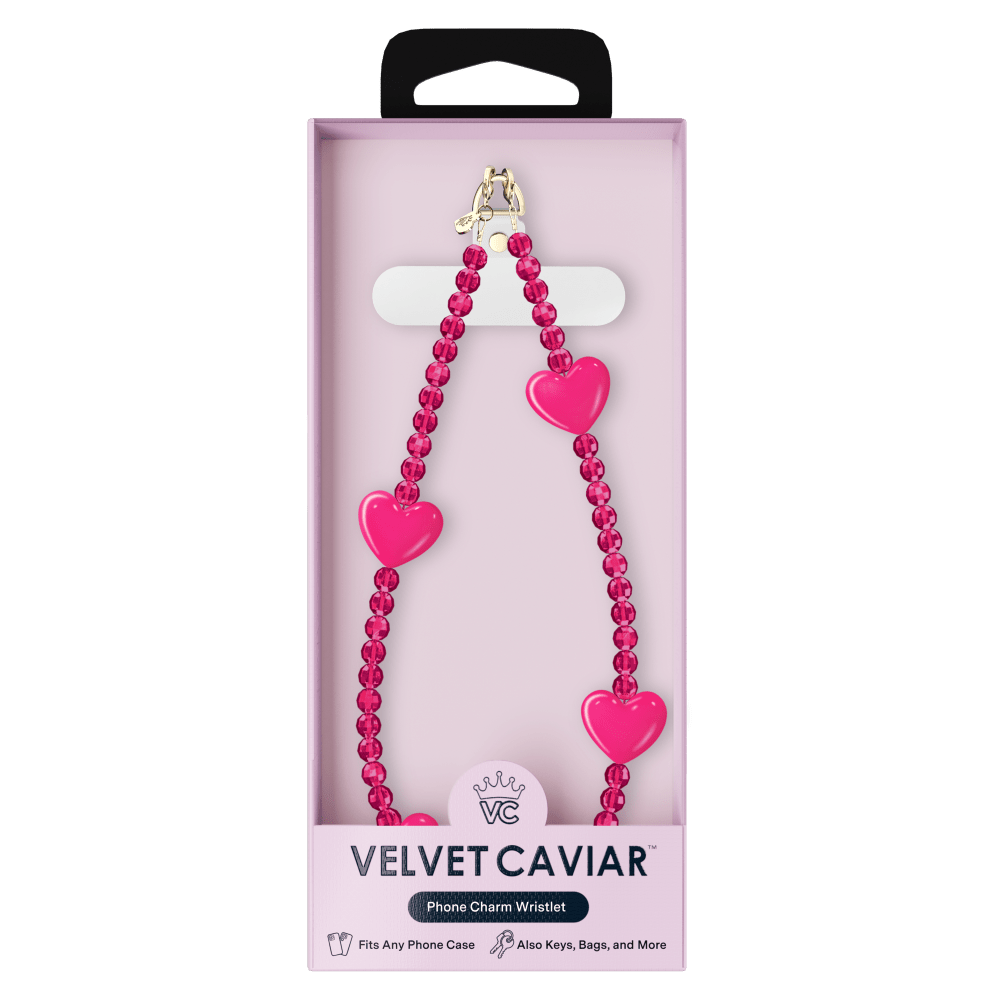 Wholesale cell phone accessory VELVET CAVIAR - Phone Charm - Hot Pink Heart