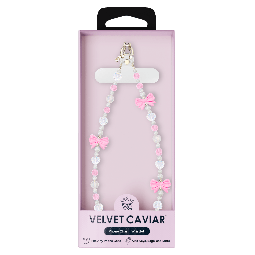 Wholesale cell phone accessory VELVET CAVIAR - Phone Charm - Pink Bow