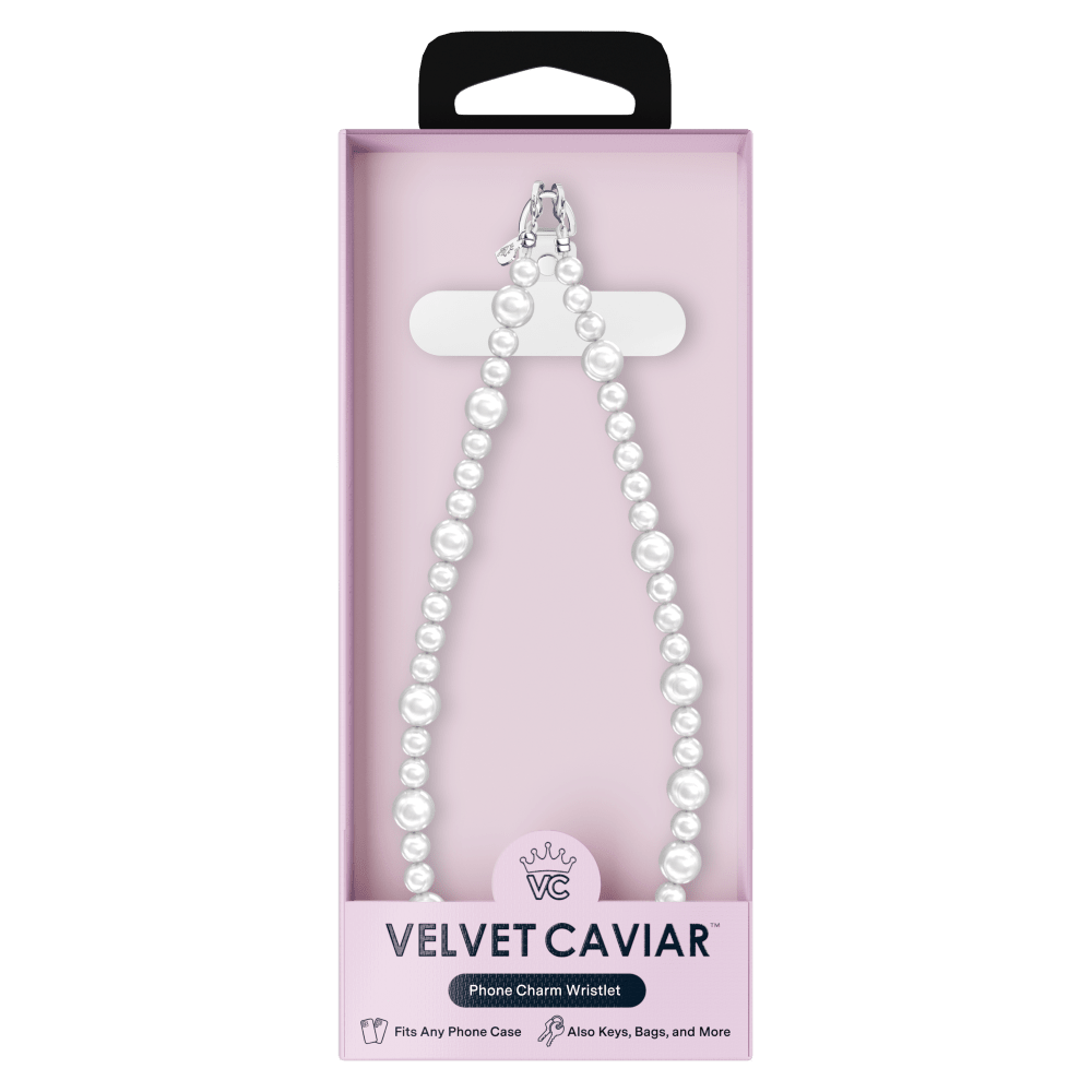 Wholesale cell phone accessory VELVET CAVIAR - Phone Charm - White Pearl