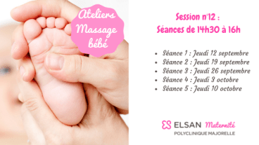 Nouvelles dates ateliers massages bébé Polyclinique Majorelle Nancy
