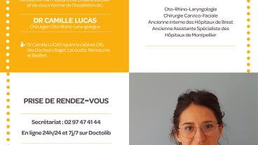 Arrivée Dr Camille LUCAS, chirurgien ORL à l'Hôpital Privé Océane à Vannes