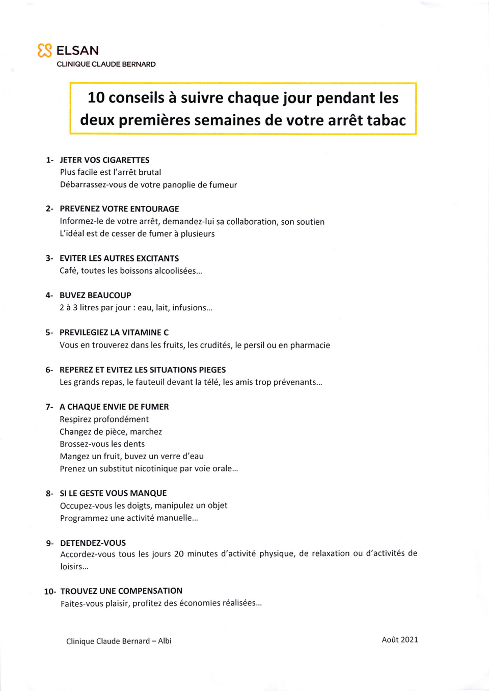 conseil a suivre après l'arrêt du tabac