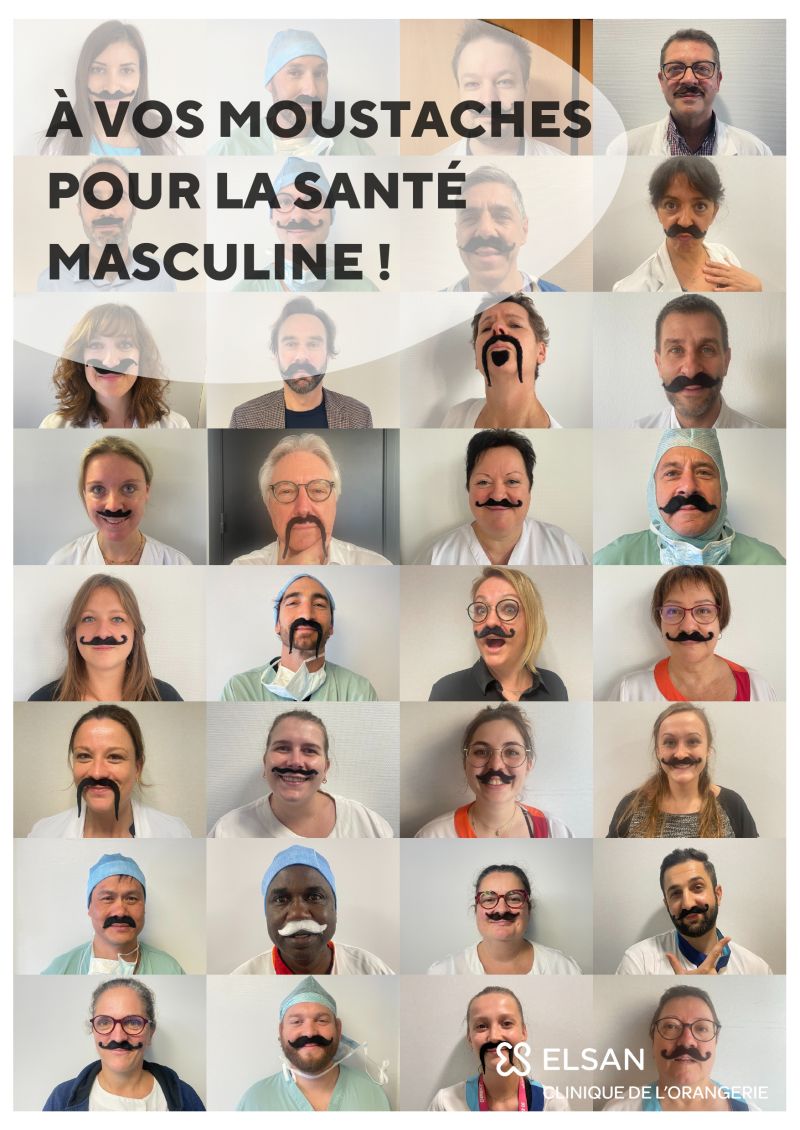 personnel et praticien portent la moustache pour movember