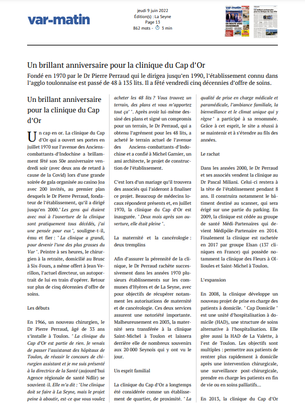 Anniversaire Cap d'Or