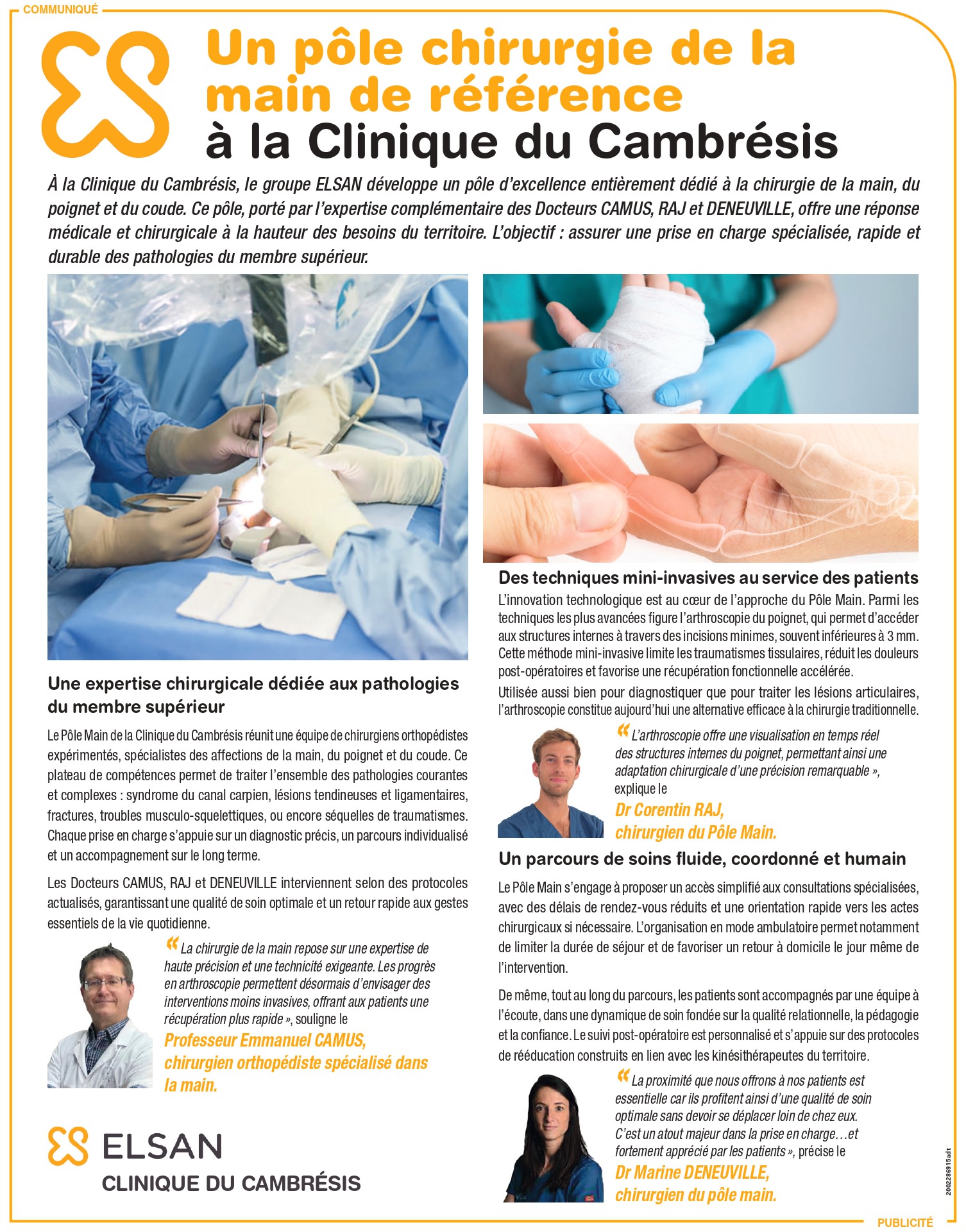 Un pôle chirurgie de la main de référence à la Clinique du Cambrésis