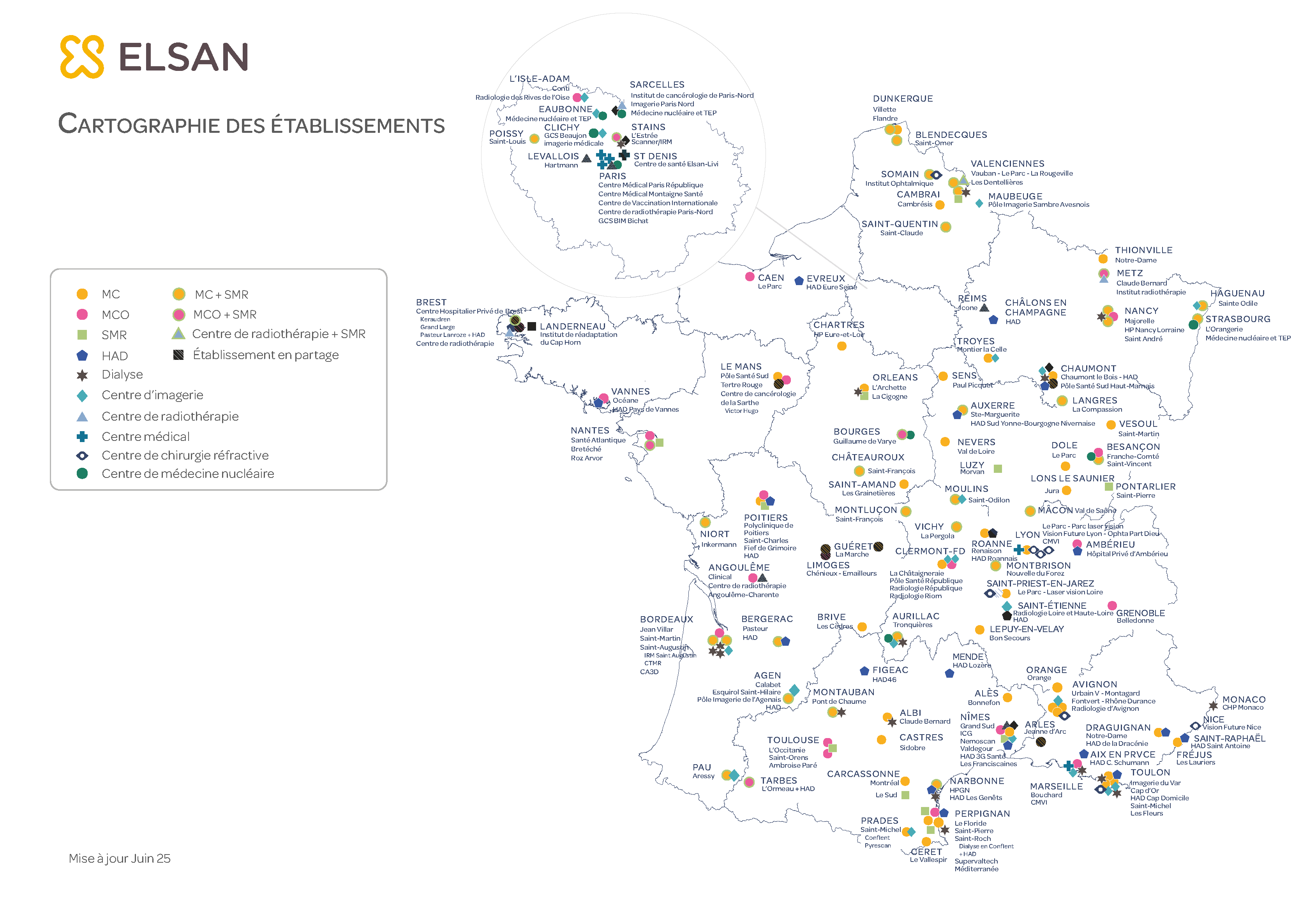 carte des établissements ELSAN