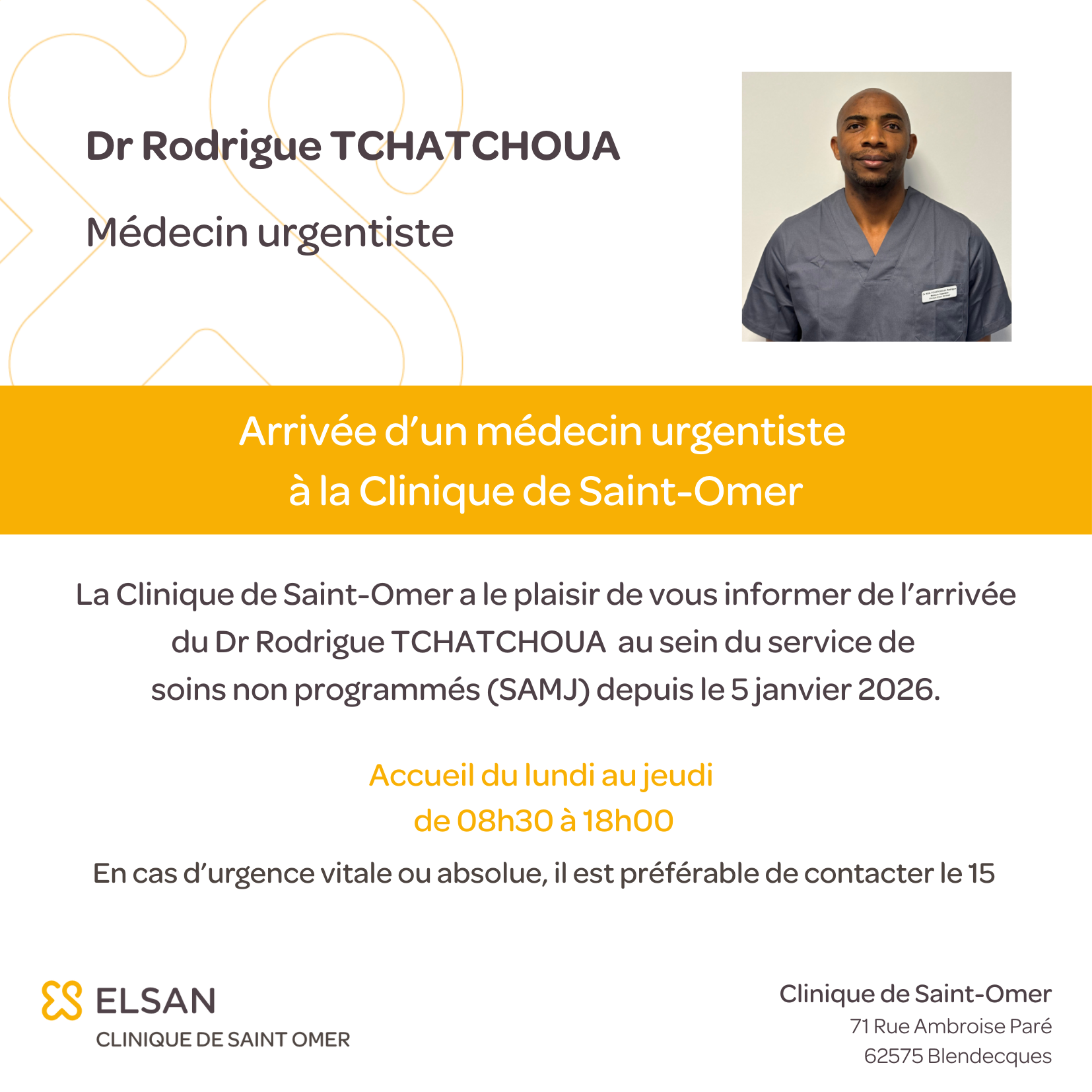 𝐃𝐫 𝐑𝐨𝐝𝐫𝐢𝐠𝐮𝐞 𝐓𝐂𝐇𝐀𝐓𝐂𝐇𝐎𝐔𝐀 urgentiste