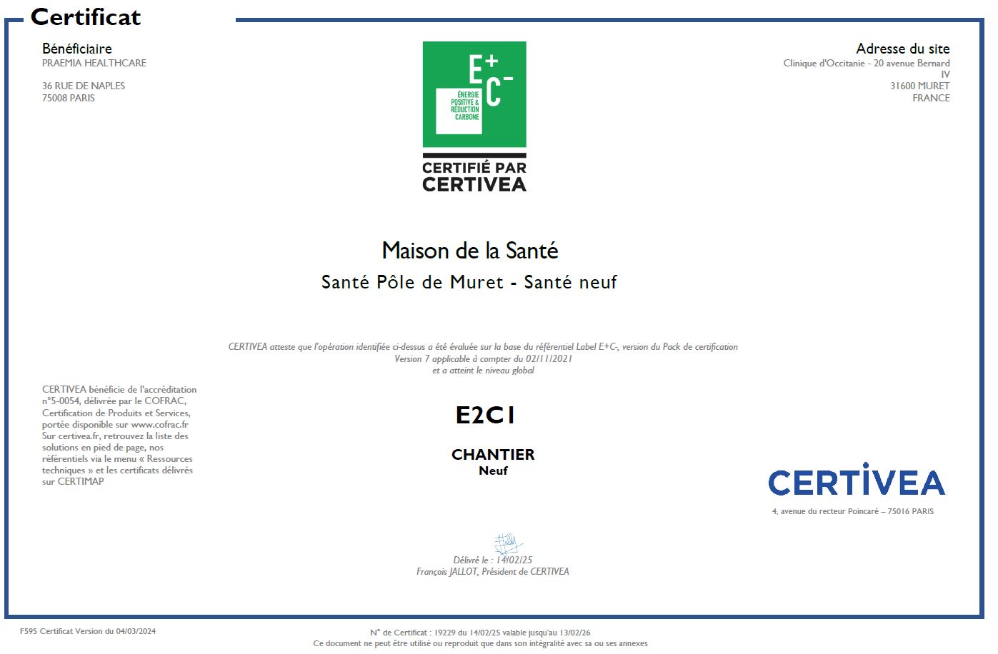 Certificat E2C1