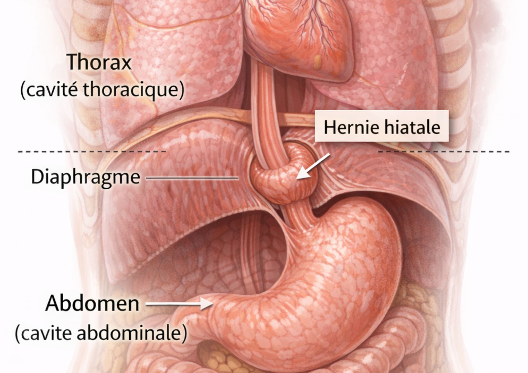 illustration anatomique dune hernie hiatale vue de lorganisme 