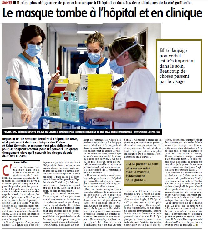 Le masque tombe en clinique