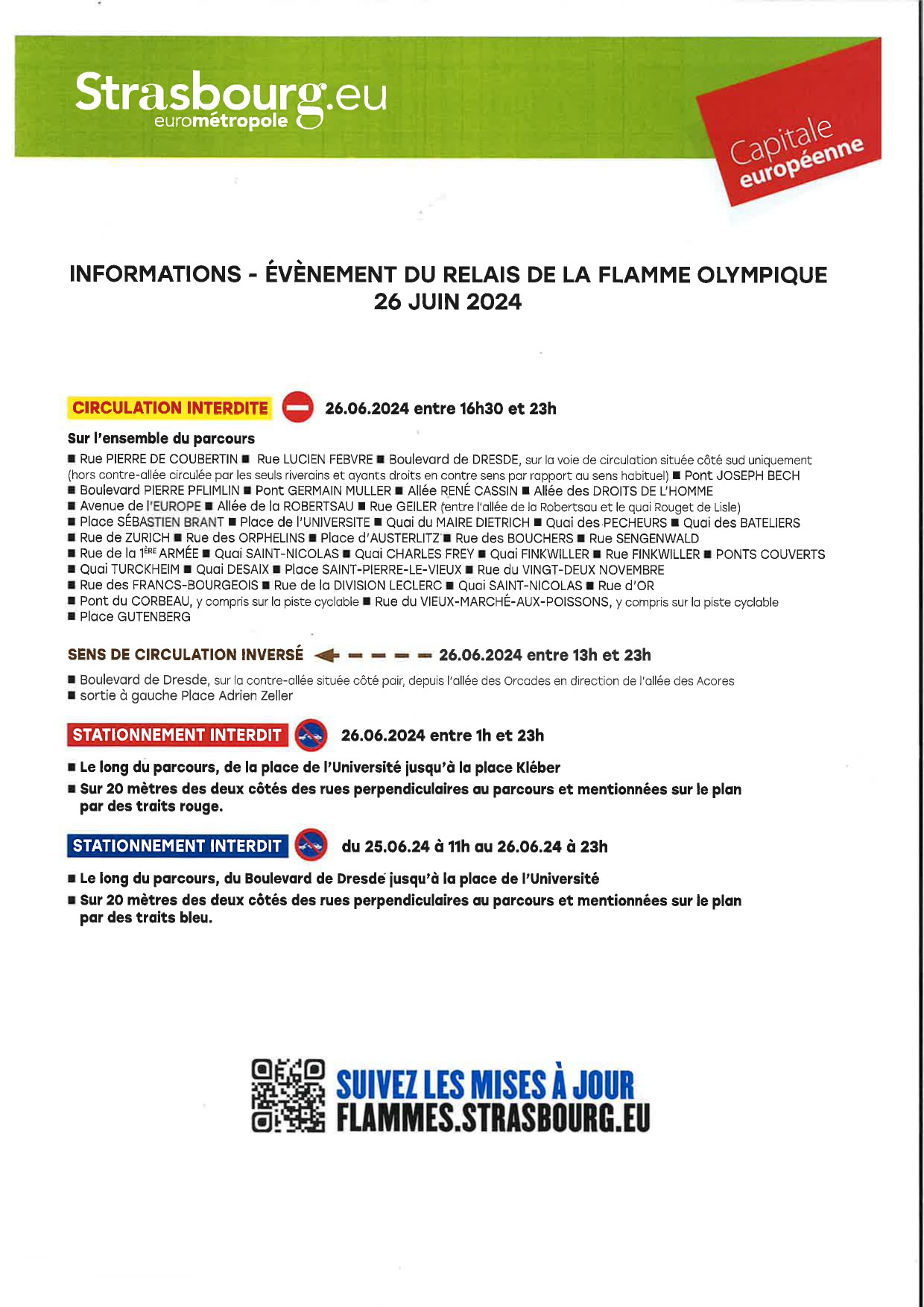 informations sur le relais de la flamme olympique strasbourg