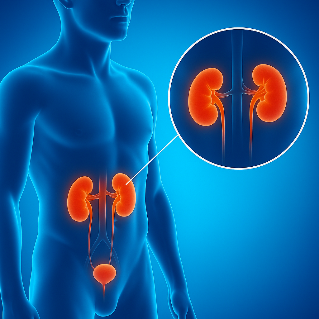 Illustration présentant l'intérieur de l'organisme  pour situé les reins 