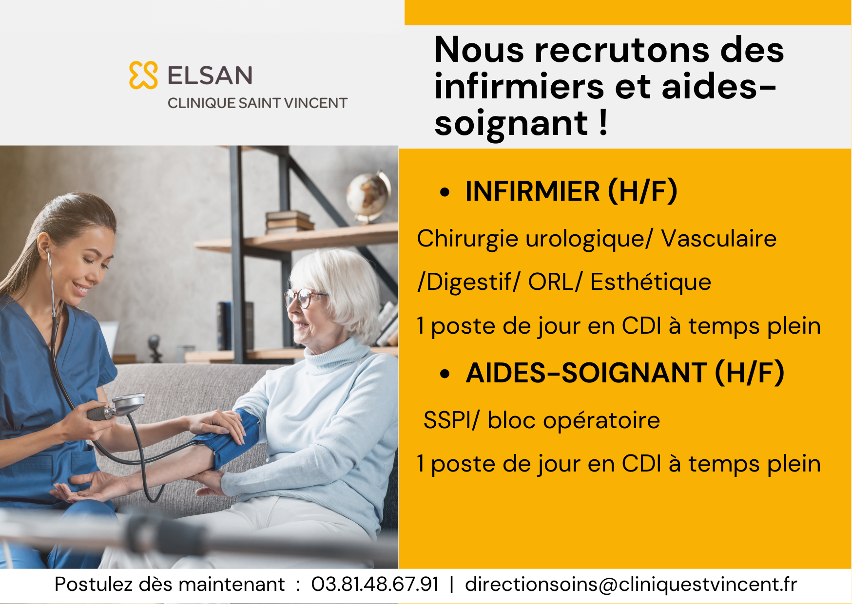 Recrutement infirmiers et aides soignants