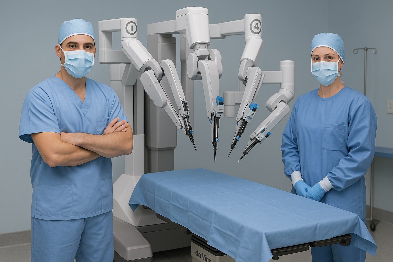 présentation du robot Da Vinci accompagné de l'équipe médical