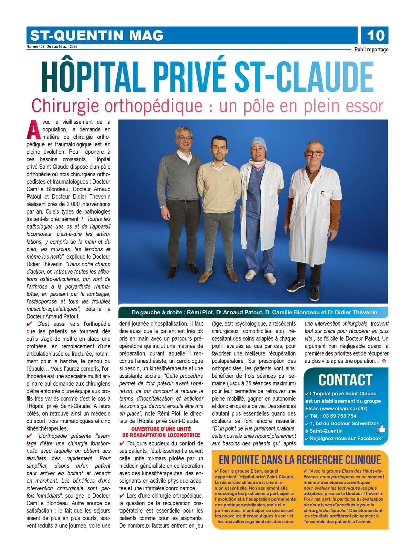 Chirurgie orthopédique : un pôle en plein essor